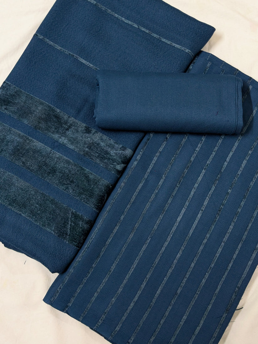 ALPINE VELVET MARINA 3PC LUXURY WINTER ZINC BLUE COLOR