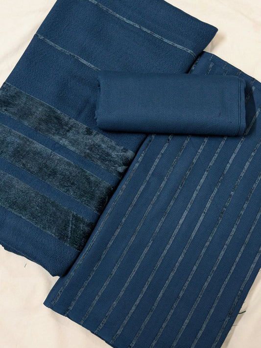 ALPINE VELVET MARINA 3PC LUXURY WINTER ZINC BLUE COLOR