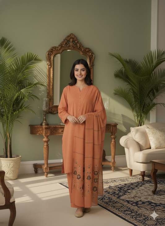 3 Piece  doria lawn with banarsi shawl    BSL26