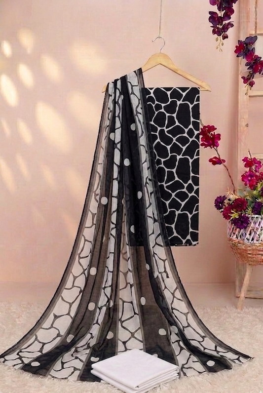 3Piece - Printed Lawn Suit eitamadLD1 BLACK