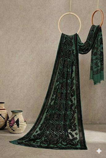 Printed Palachi shawl green