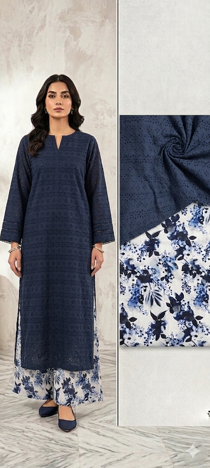 UnstithedChicken booring shirt with printed trouser navy blue D13