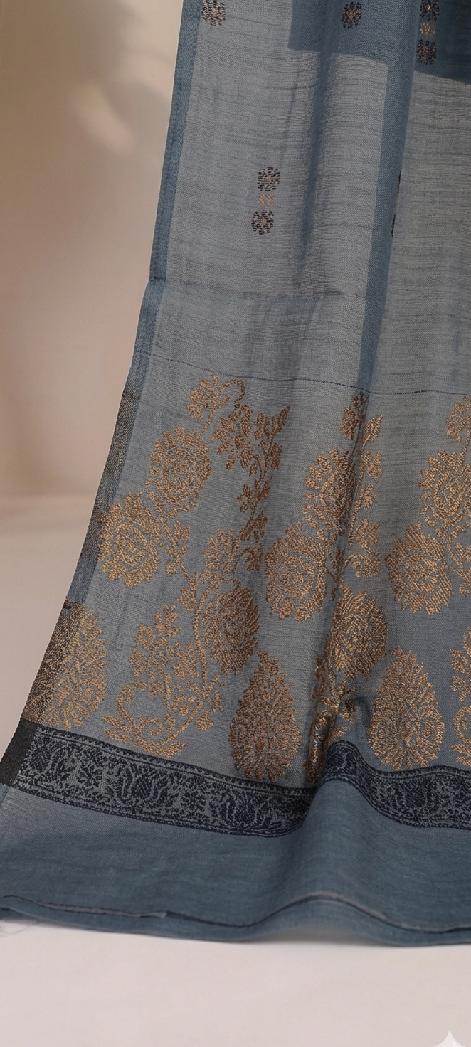Lawn 3 piece with light weight Jacquard shawl  grey aw
