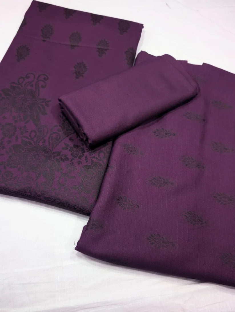3PC MARINA MOTIF BROSHA VERY SOFT PREMIUM QUALITY WINTER COLLECTION (dark purple 1.1)