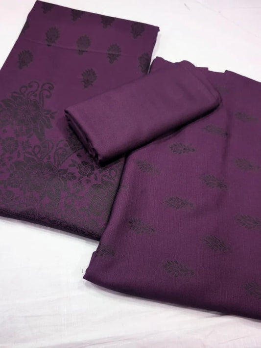3PC MARINA MOTIF BROSHA VERY SOFT PREMIUM QUALITY WINTER COLLECTION (dark purple 1.1)
