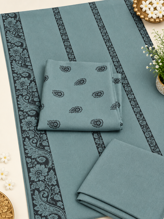 3PC MARINA MOTIF BROSHA VERY SOFT PREMIUM QUALITY WINTER COLLECTION (dust teal colour )