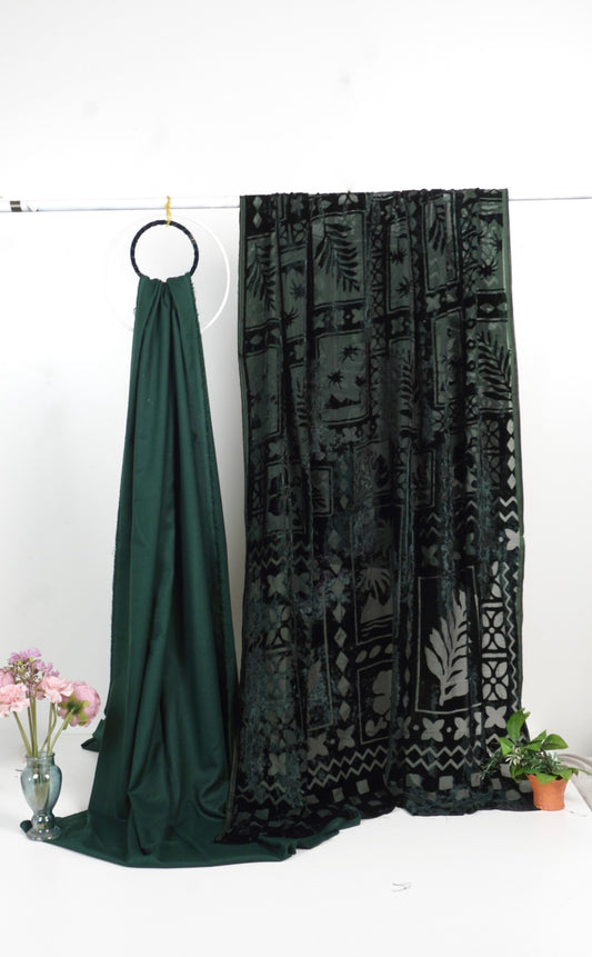 3 piece winter Palachi Shawl with Moon light  Marina shirt and trouser (green   ) LD