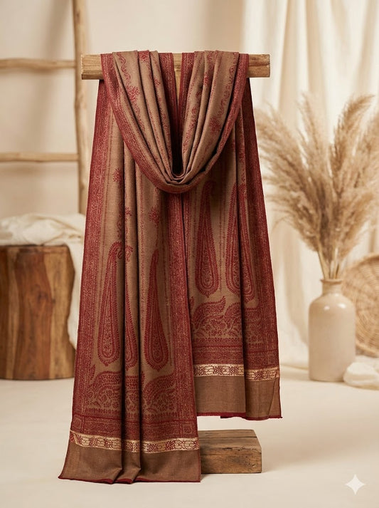 self jacquard pashmina shawl ( skin mahroon 8.5)