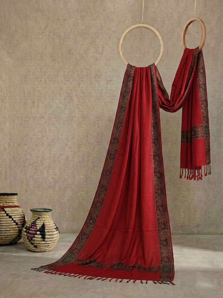 Acralic   Pashmina shawl (mahroon )