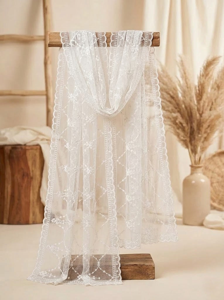 Embroidered Dyeable net   dubatta