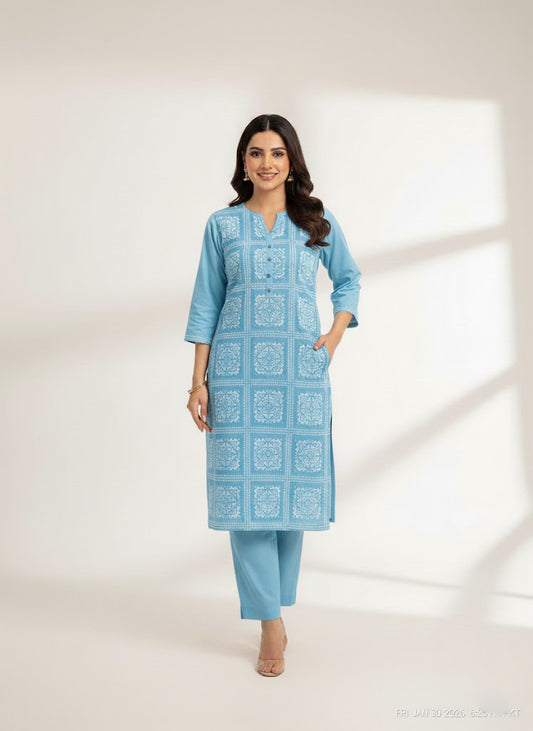Breeze Embroided  lawn 2 piece sky