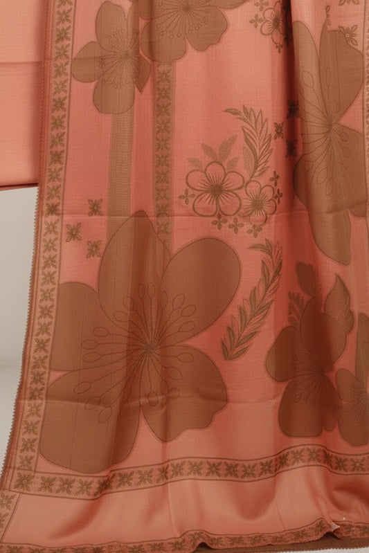 Lawn 3 piece with light weight Jacquard shawl   pink (f.s)