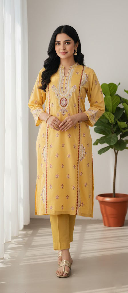 Breeze Embroided  lawn 2 piece YELLOW