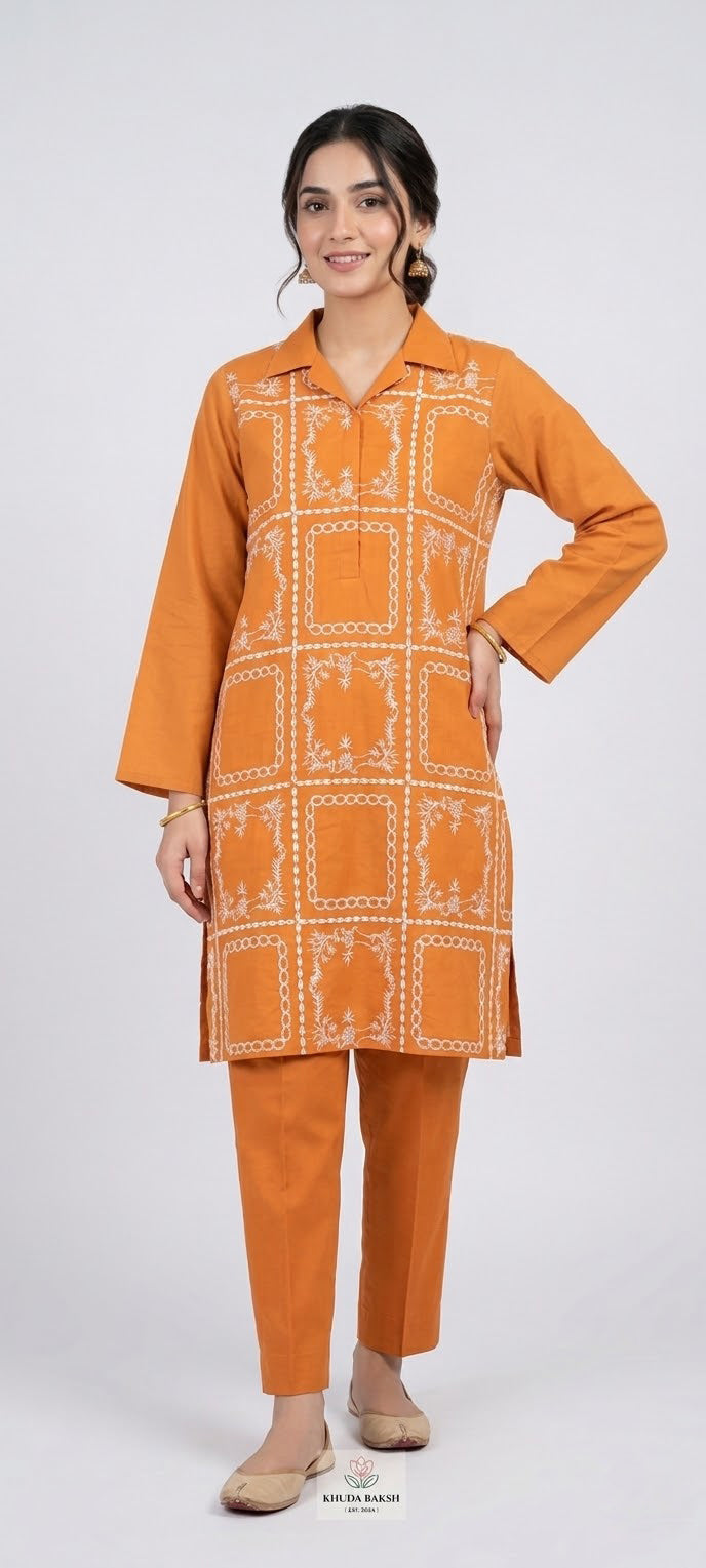 Breeze Embroided  lawn 2 piece yellow