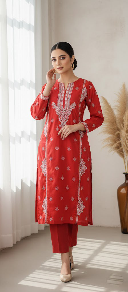 Breeze Embroided  lawn 2 piece RED