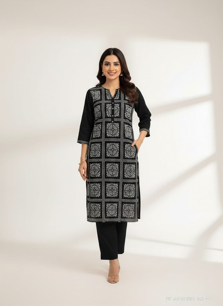 Breeze Embroided  lawn 2 piece black