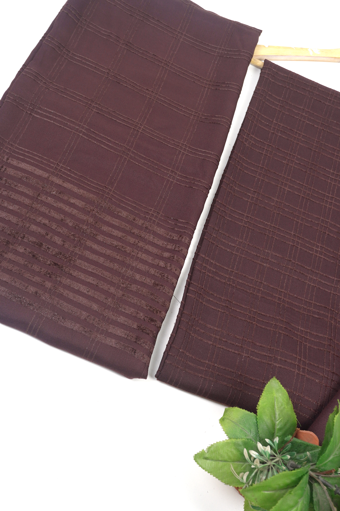 ALPINE ZARI VELVET MARINA DHANK 3PC CHECK VELVET (CHOCOLTE )