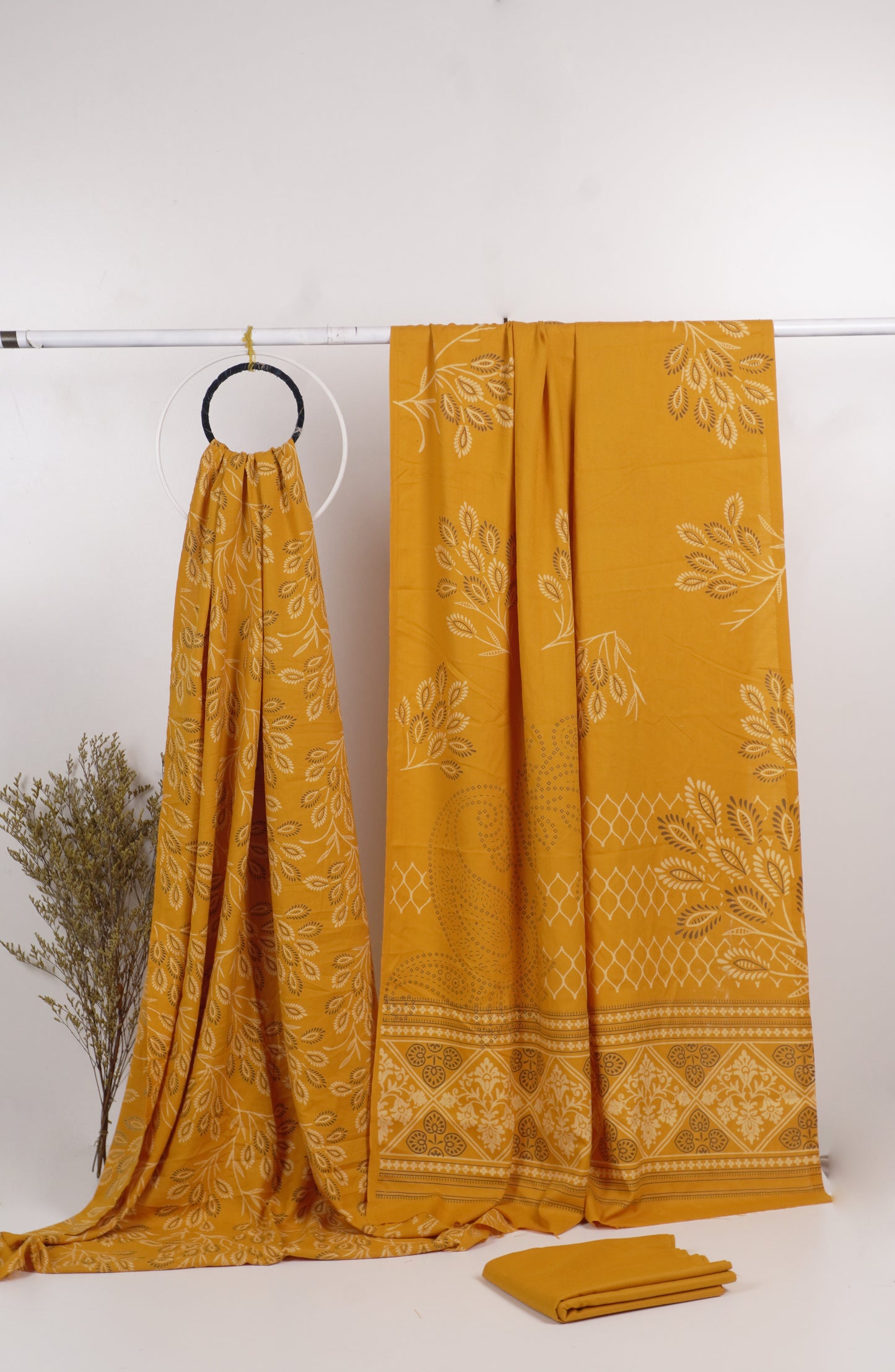 3Piece - Dhanak Lakhani Print  Suit Classic ( yellow )